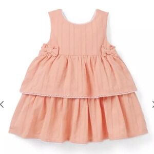JANIE AND JACK Infant Baby Girl's Rosy Coral Tiered Ruffle Dress Sz 6-12 Months